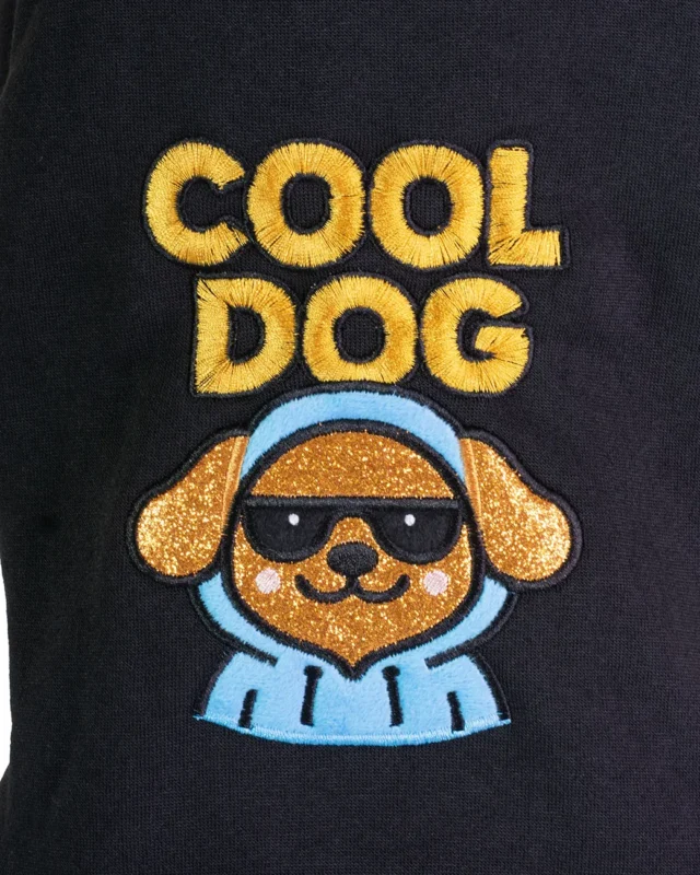detaliu hanorac negru pentru câini cool dog