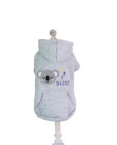 Hanorac gri Koala pentru căței, moale și confortabil, cu glugă și imprimeu simpatic