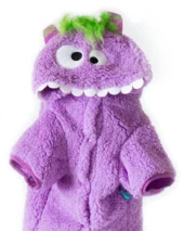 hanorac mov pentru căței cu glugă monstru vesel detaliu față