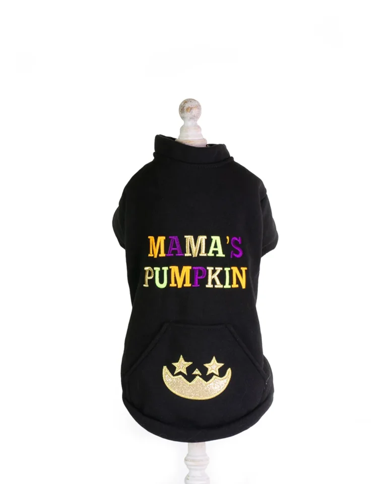 Hanorac negru pentru câini Mama’s Pumpkin – haine de Halloween CristaliaPet