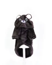 Hanorac pufos pentru câini maro cu glugă Ursuleț