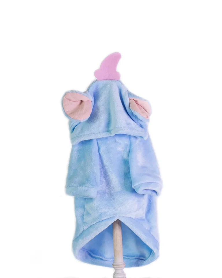 hanorac unicorn pentru câini albastru pufos cu urechi roz și corn