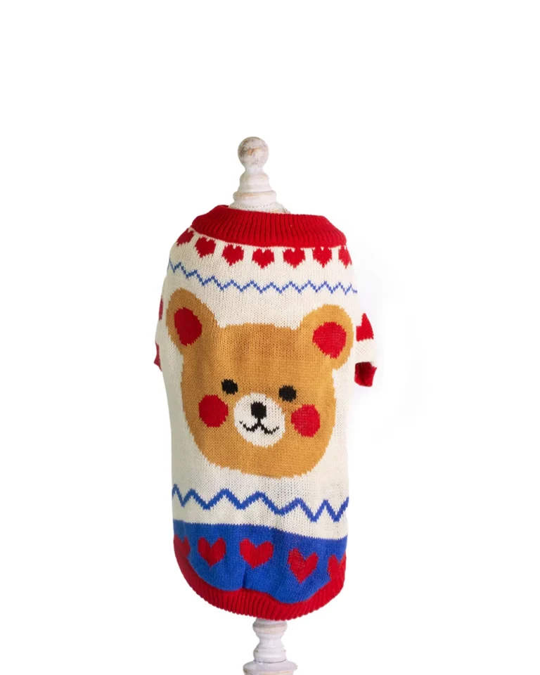 pulover pentru câini cu ursuleț drăgălaș în culori vesele