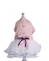 rochie elegantă pentru câini cu fundă bleumarin