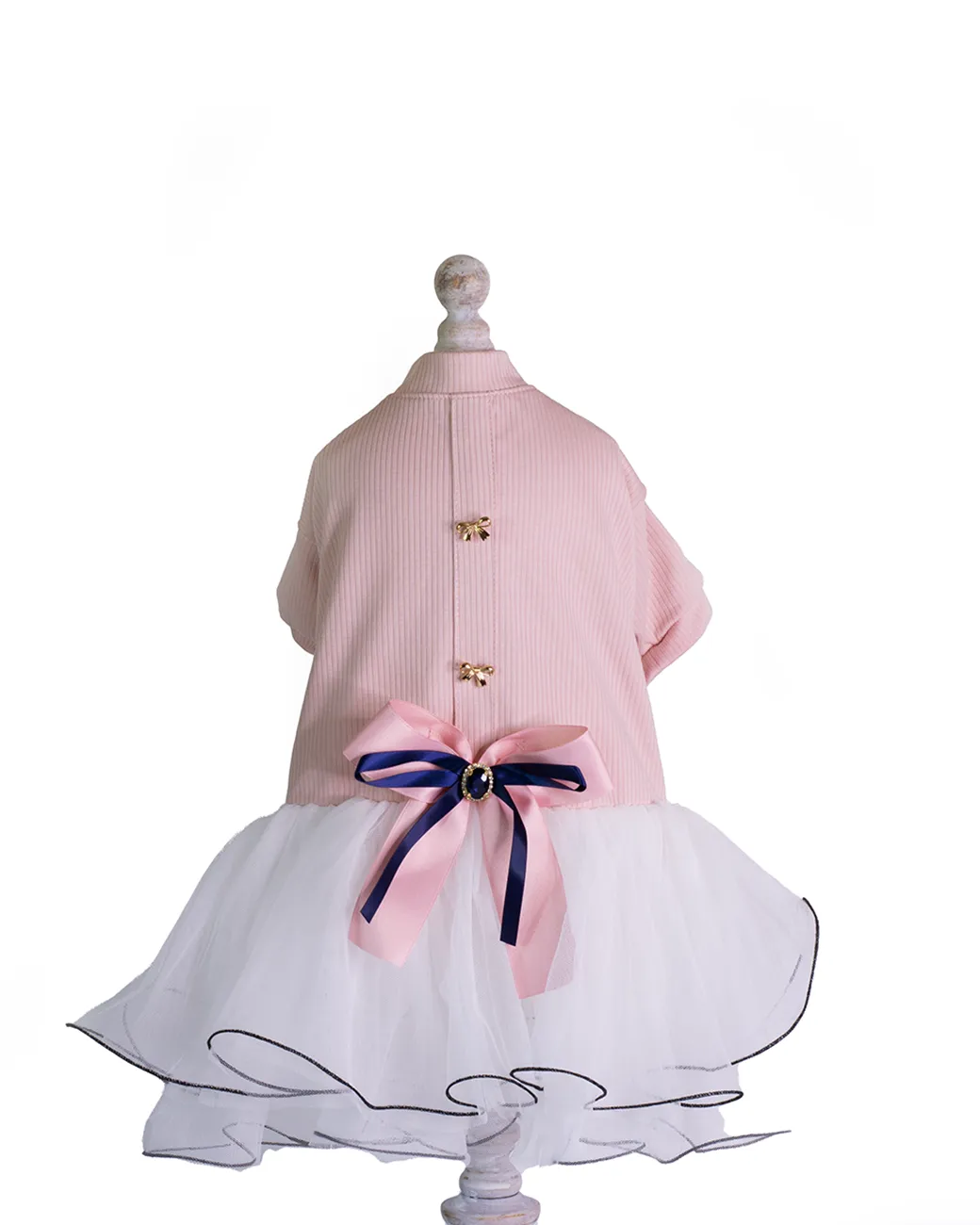 rochie-eleganta-caini-funda-bleumarin rochie elegantă pentru câini cu fundă bleumarin