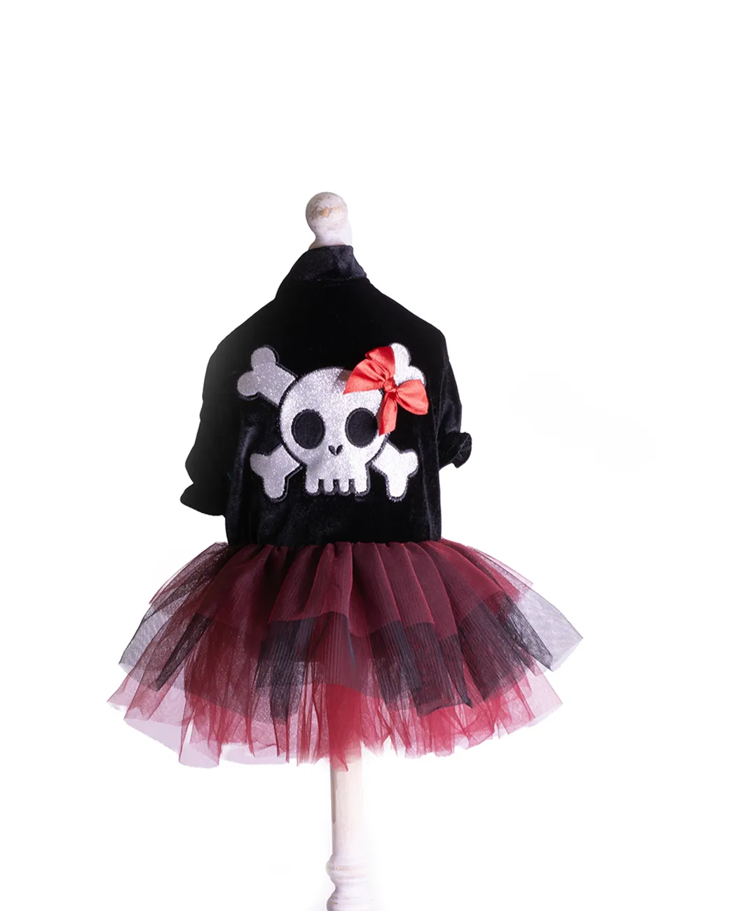 rochie-halloween-caini-tutu-negru-rosu rochie Halloween pentru câini cu tutú negru și roșu